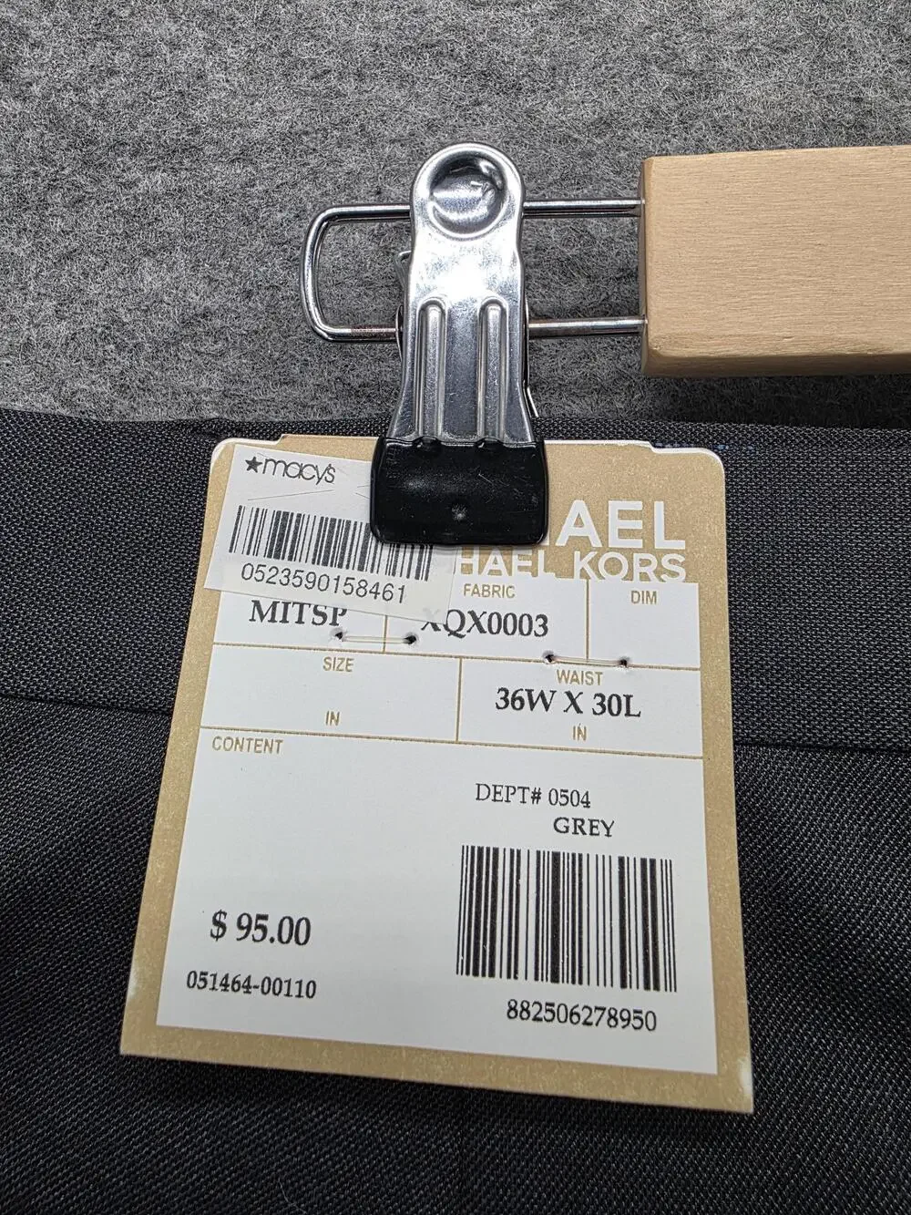 Michael Kors Pants Mens 36x30 Gray Suit 2 Piece Polyester Rayon Spandex Straight